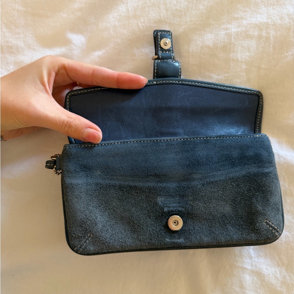 Coach Blue Suede Wristlet/ FLAWED - Picture 3 of 10